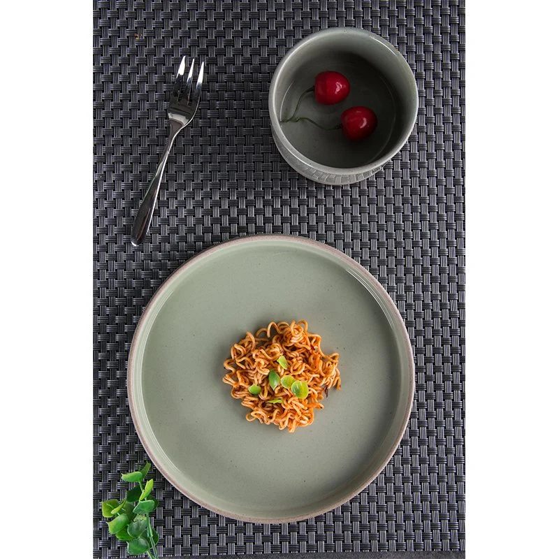 Popular Design Home Goods Korean Style Matte Green Speckle Glaze Full Christmas Ceramic Dinner Set for Gift