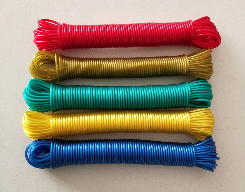 PVC Clothes Line Blue Color mit Polyester Multifilament innen für Hängend im Freien, 3 mm x 20 m.