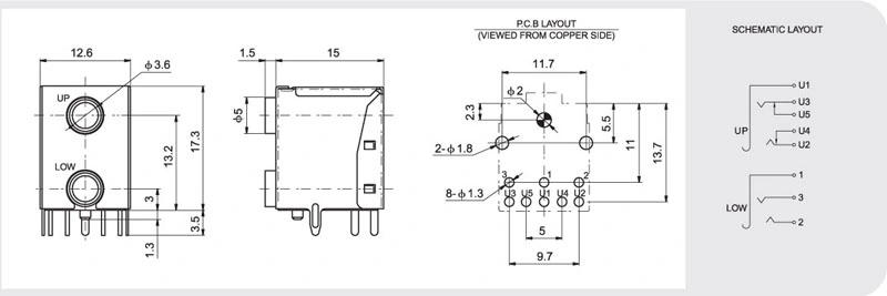 Tomada de telefone de 3,5 mm vendas quente do conector de áudio jack para produtos digitais (PJ2-001)