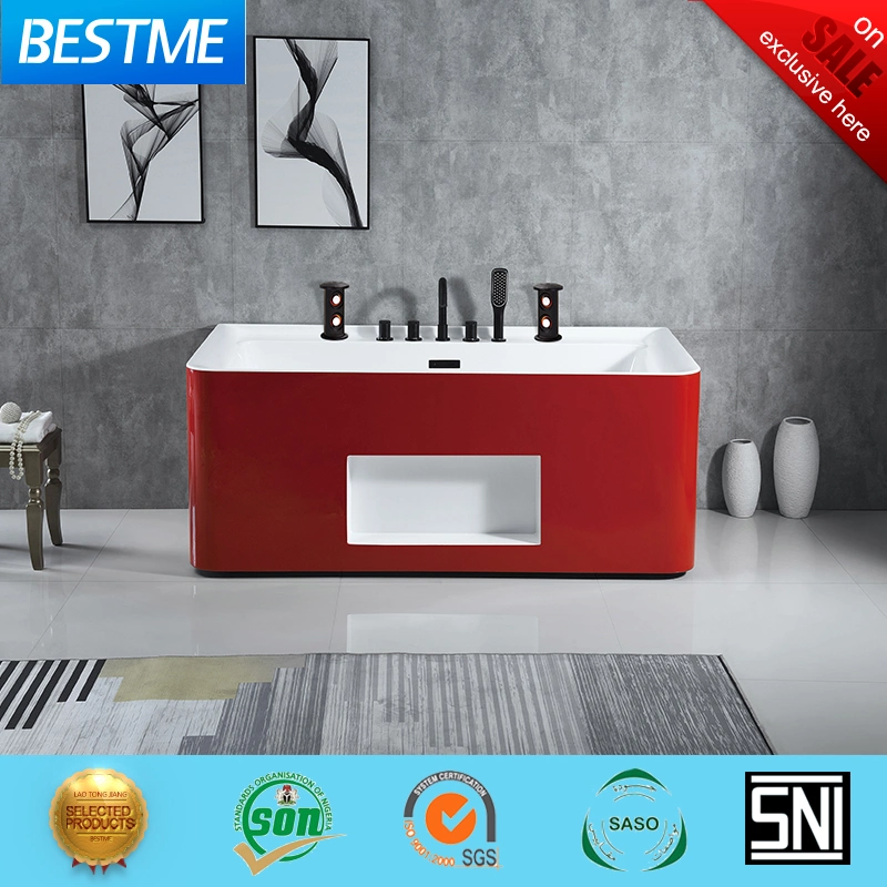 2023 New Design Free Standing Sanitary Ware Red Acrylic Art Bathtub (BT-Y2626E)