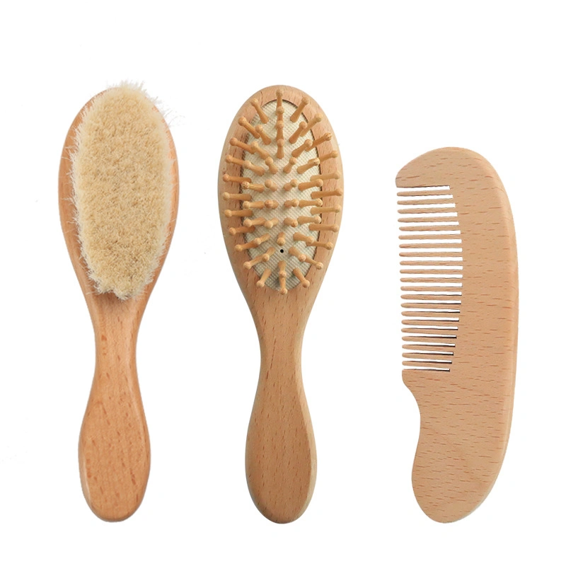 3 Set Babypflege Pure Natural Massager Bürstenkamm Aus Holz