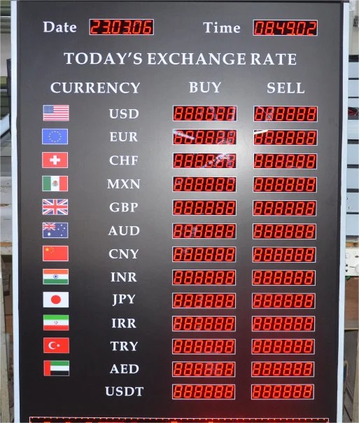 OEM Indoor and Outdoor Display LED Foreign Currency Exchange Rate Board dB1000