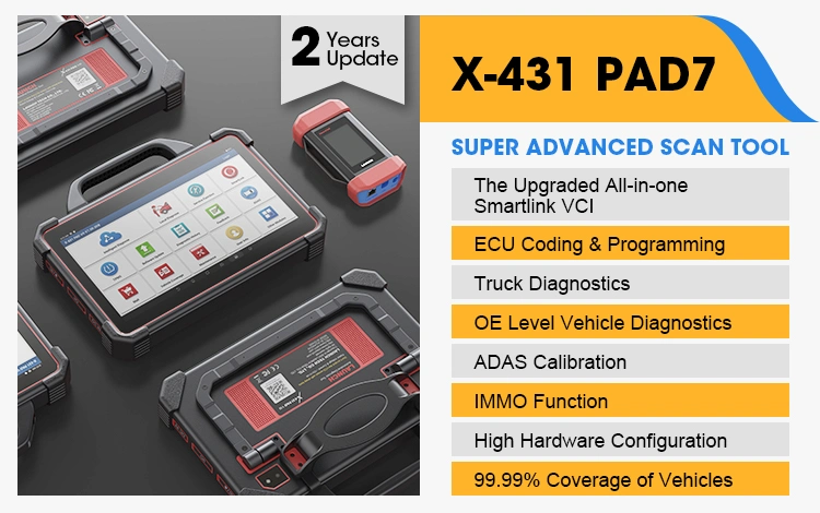 Lancez le connecteur X431 Padvii Pad Pad VII7 Outils de diagnostic intelligent Autoscanner voiture Smart Box pour les camions lourds de l'automobile Scanner