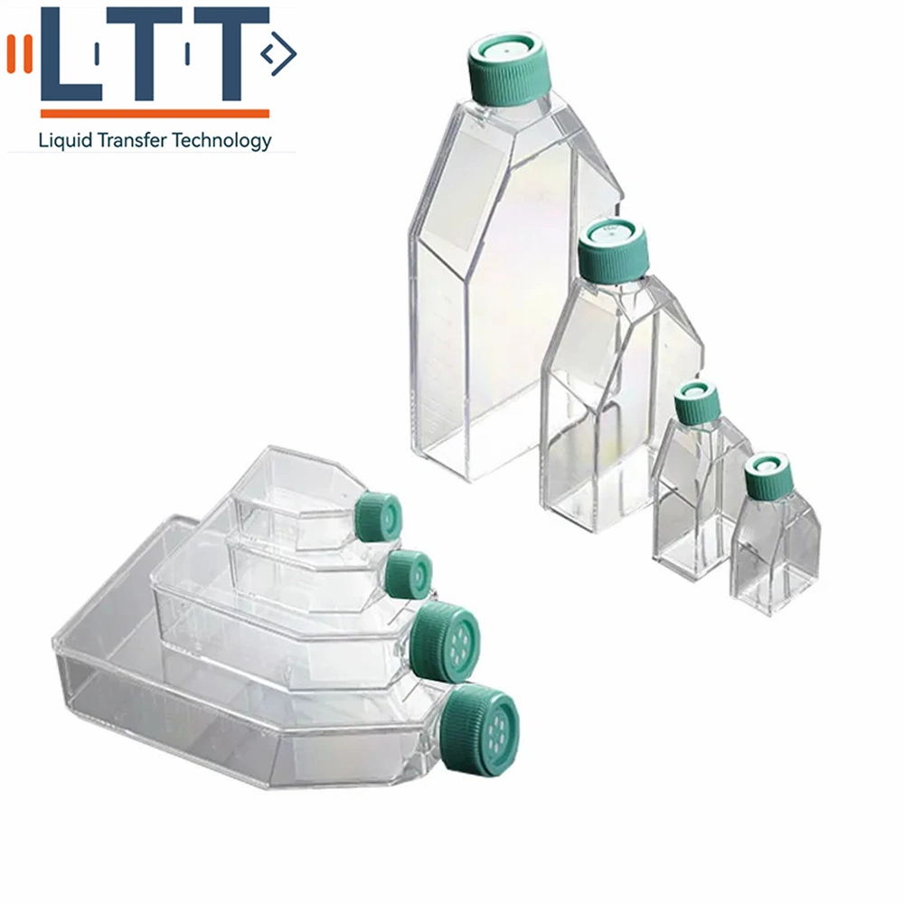 Disposable Plastic Steriled Lab Flask T25 T75 T175 T225 Vent and Sealing Cap Laboratory Tissue Flask for Cell Culture