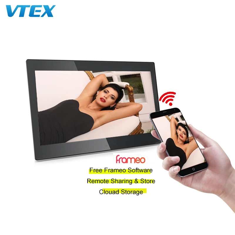 10.1 Inch Free Framoe Touch Panel Cloud Storage Wooden Picutures Digital Photo Frame