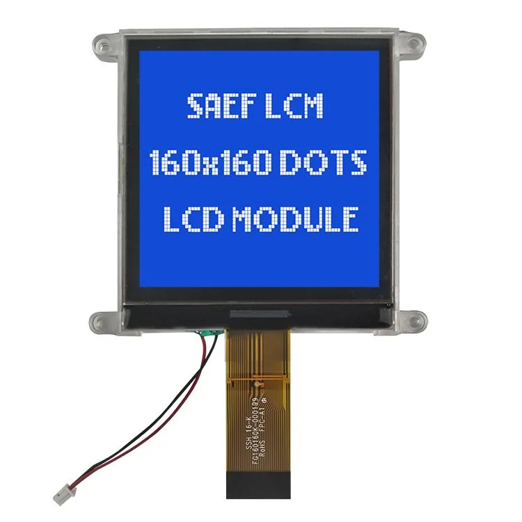 شاشة LCD/وحدة/شاشة عرض LCD أحادية اللون مقاس 160*160 إيجابية ذات ضبط بؤري FSTN 6