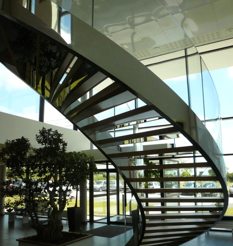 Stainless Steel Staircase Solid Wood Spiral Staircase Modern Steel Wood Staircase/Steel Beam Stairs