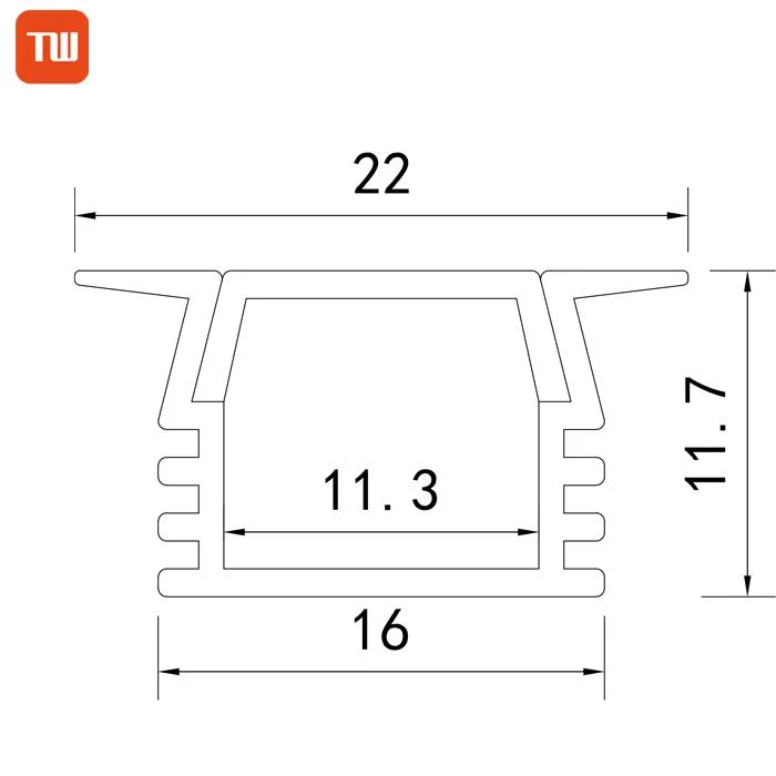 Tw1612A Hot Sale U Channel Black Color Silver Color Anodized Aluminum Plaster in Recessed Drywall LED Strip Aluminum LED Channel