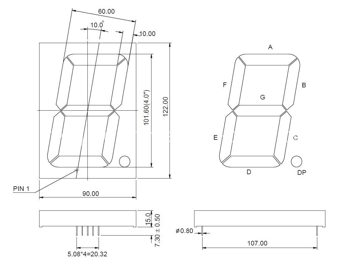 4 Inch 7 Segment Display with 8 LEDs Per Seg with RoHS From Expert Manufacturer