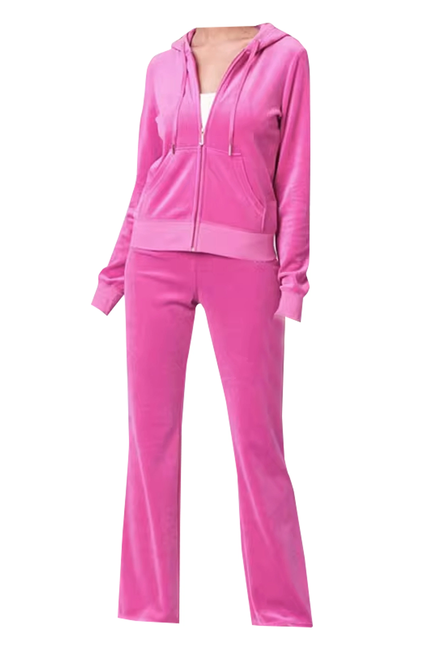 RPET Women's Casual Velour Tracksuit Set Full Zip Hoodie Long Lounge Wear