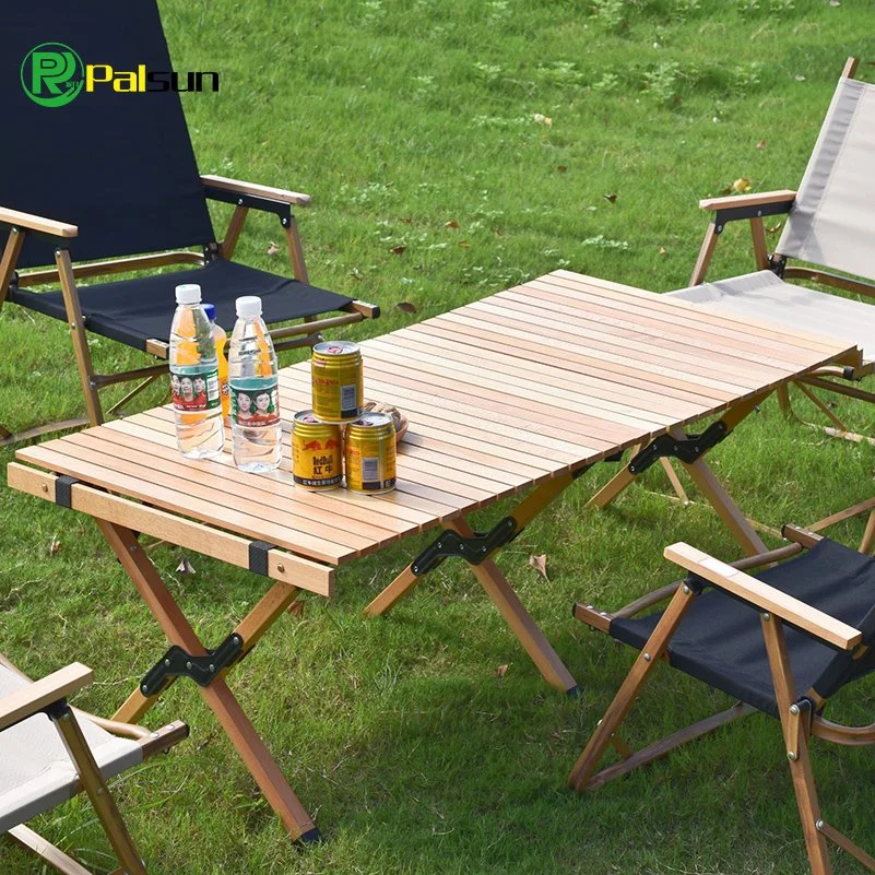 Wholesale/Supplier Price Outdoor Camping Portable Folding Wooden Egg Roll Table Camping Picnic Foldable Table Sets