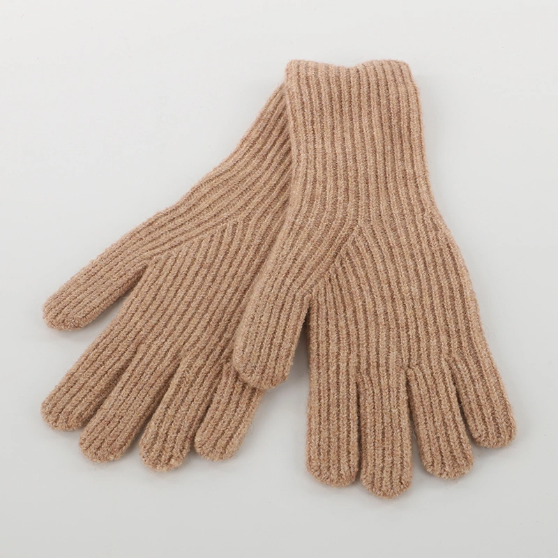 Recycled Polyester Fashion Warm Full Finger Women Fashion Knitted Gloves