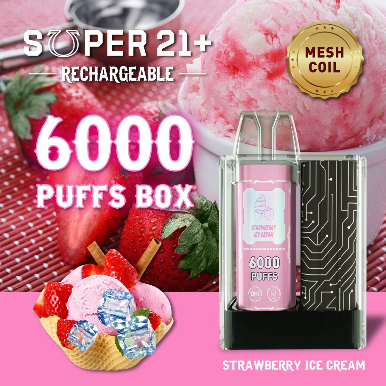 New High quality/High cost performance Disposable/Chargeable Vape 6000 Puff Fruit Flavors E Liquid From Yecoo