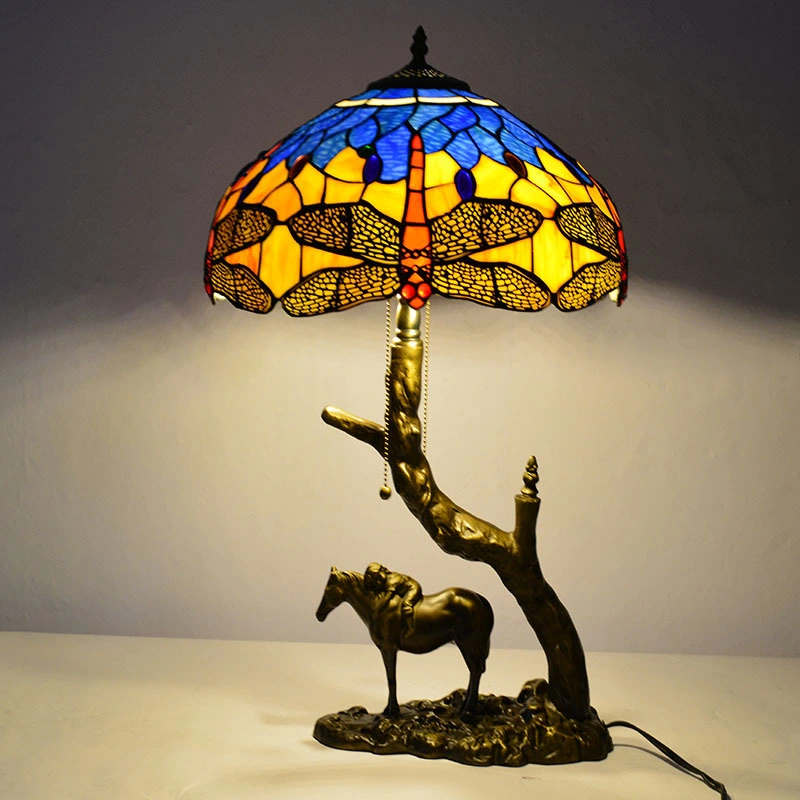 Tiffany Bronze Bedroom Decorative Lighting Stained Glass Table Lamp