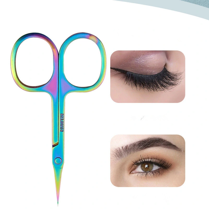 Factory Stainless Steel Colorful Eyelash Eyebrow Cosmetic Scissors