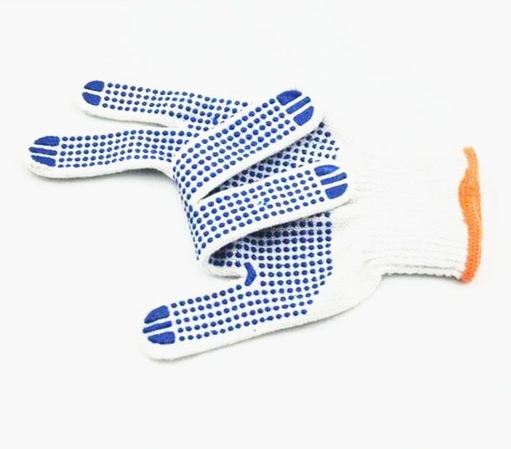 Cheap Knitted PVC DOT White Cotton Gloves PVC Dotted Safety Work Gloves