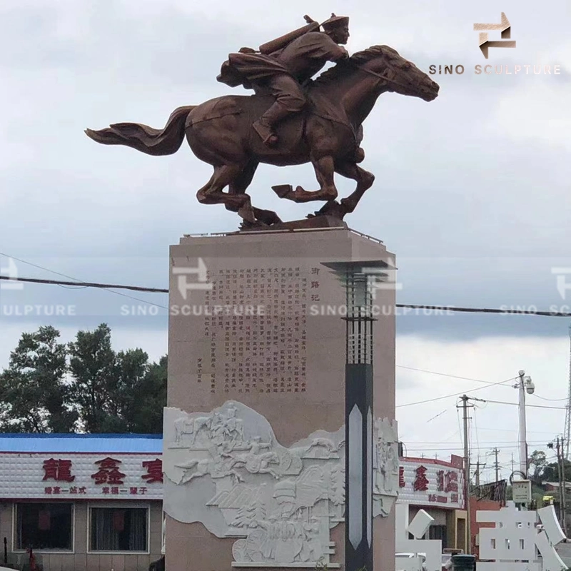 La decoración de arte al aire libre Escultura en bronce con pátina y esculturas de piedra