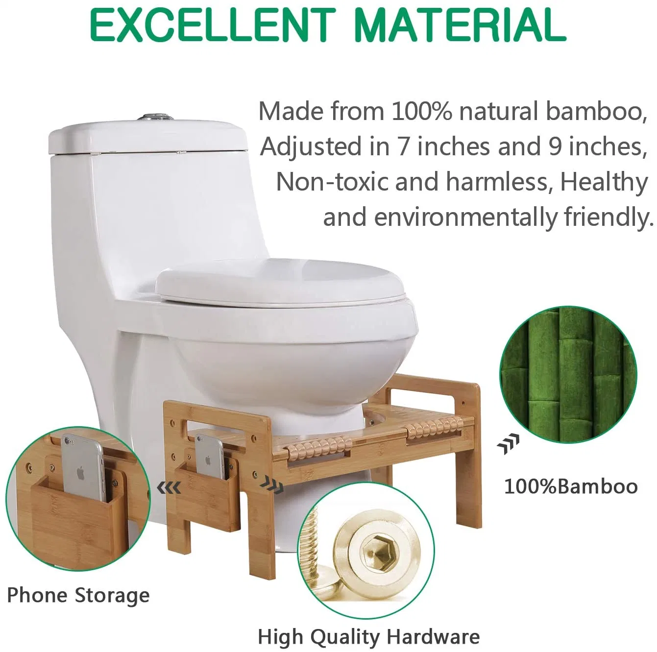 Agachamento de madeira de bambu lavabo banheiro portátil de fezes agachar Mictório com cordões de Massagem