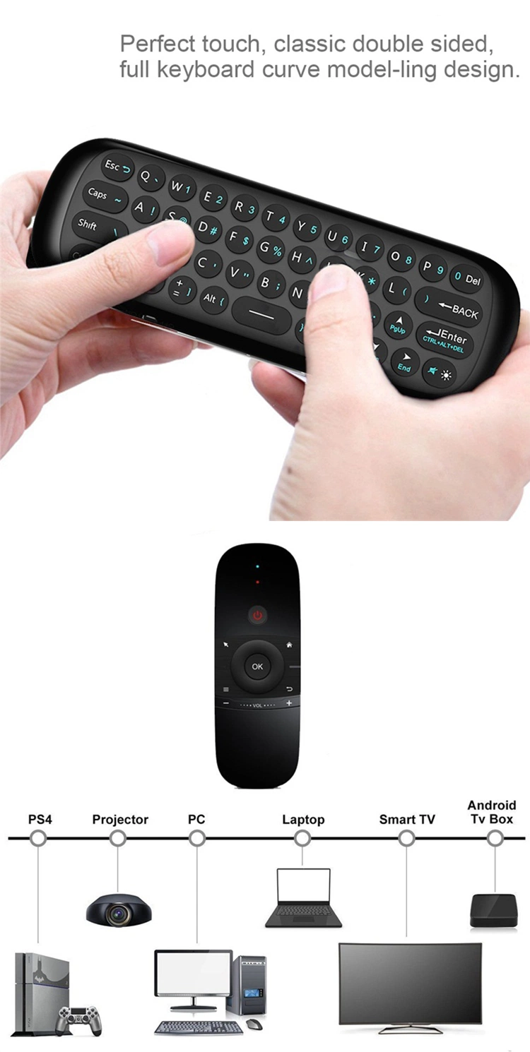 Mini Air Mouse W1 teclado inalámbrico Mini Remote 2,4G recargable Fly Air Mouse for 9,0 8,1 Android TV Box / PC / TV