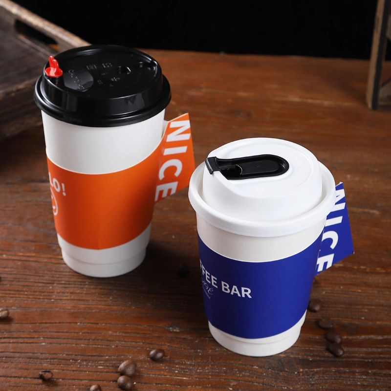 200ml Biodegradable Double Wall 8 Oz Cup Blue Paper Coffee Cups