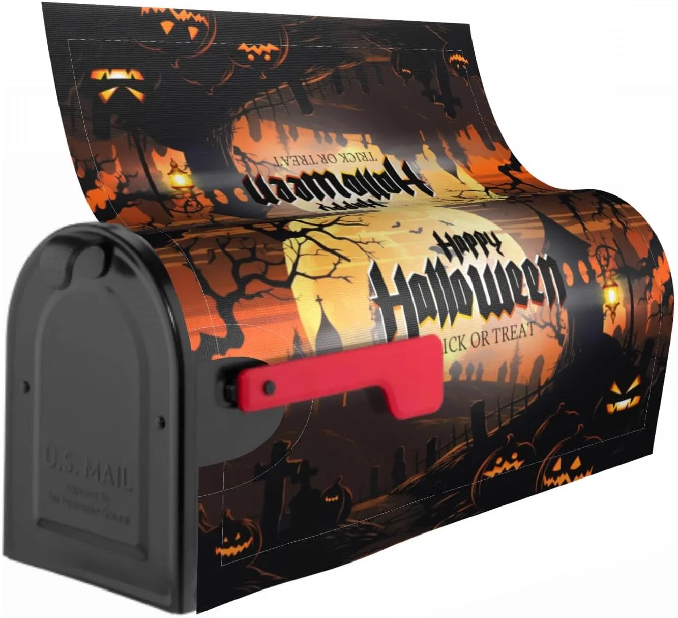 Mailbox Cover Magnetic Trick or Treat Mailbox Cover Vintage Castle Full Moon Post Box Cover Wraps Garden Yard Home Decor for Outdoor