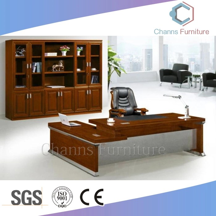 L Shape Office Table Paper Veneer Manager Desk Hotel Furniture (CAS-VA36)