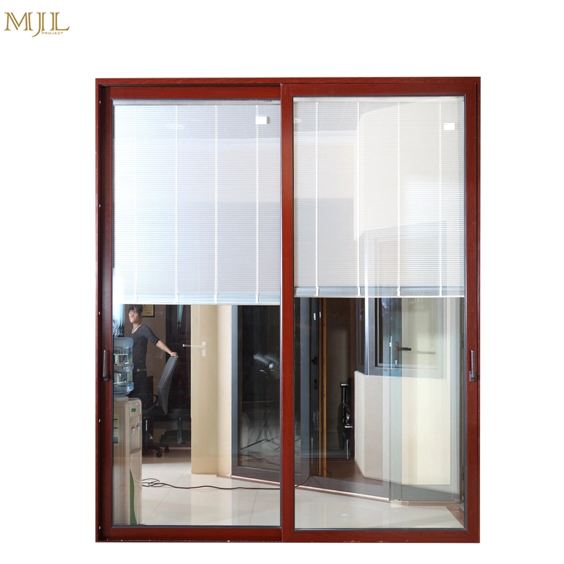 Elegant Style Watertight Blind Shutter Wood Clad Aluminum Sliding Door