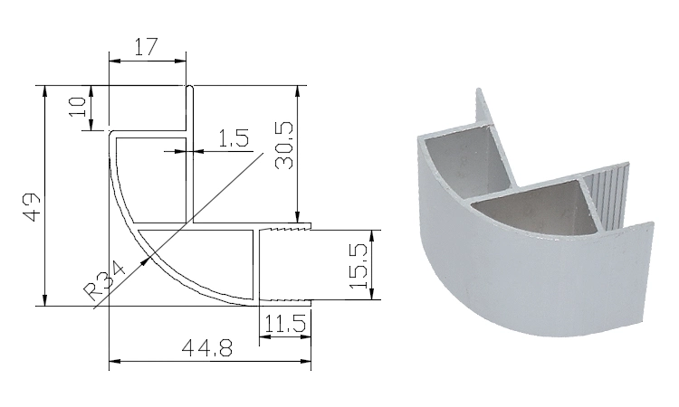 Aluminum RV Caravan Furniture Profile Accessories Wrap Angle Wall Cabinet Corner Slot