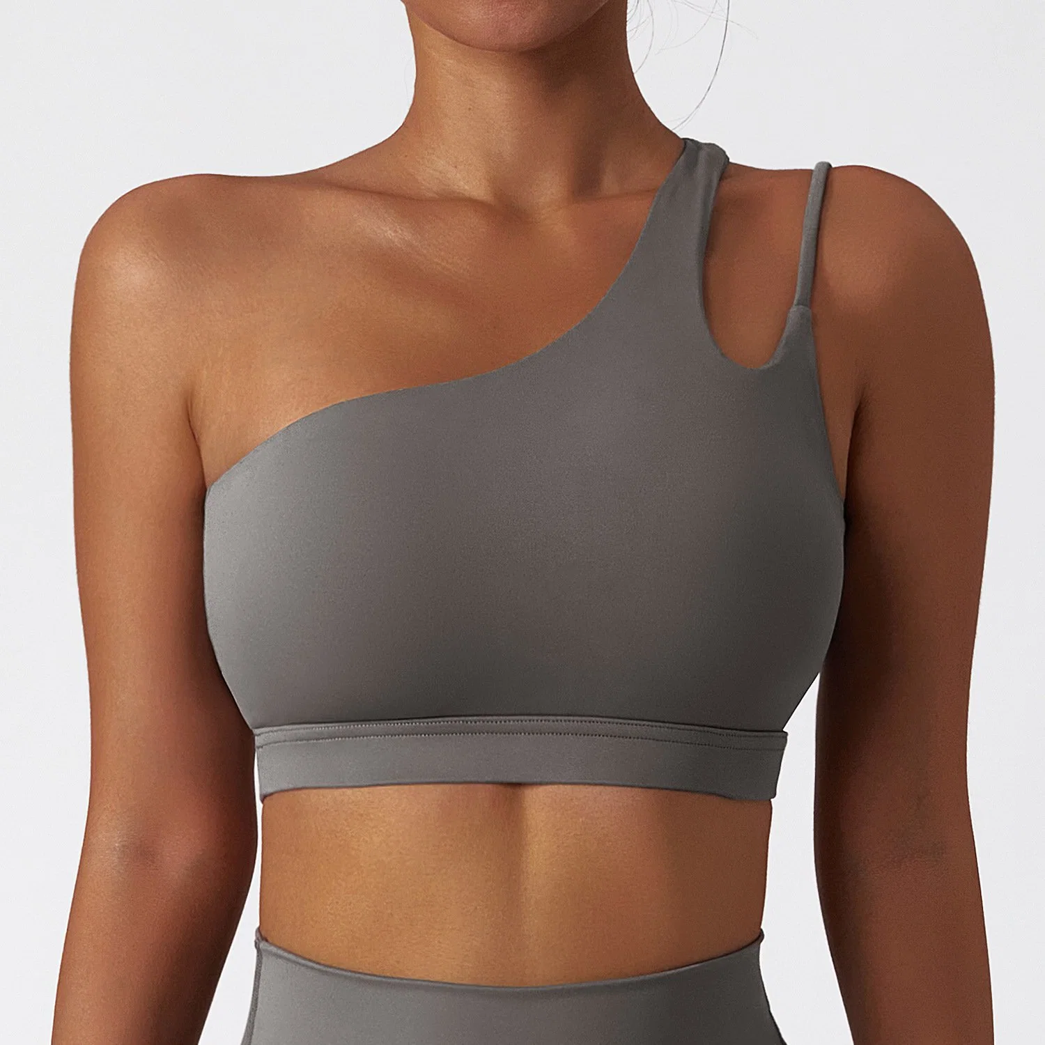 Summer Yoga Bra Sport Bra with One Shoulder Strap Running Gym Fitness Vest Top Breathable Soft and Comfort Fit Quick Drying Bra