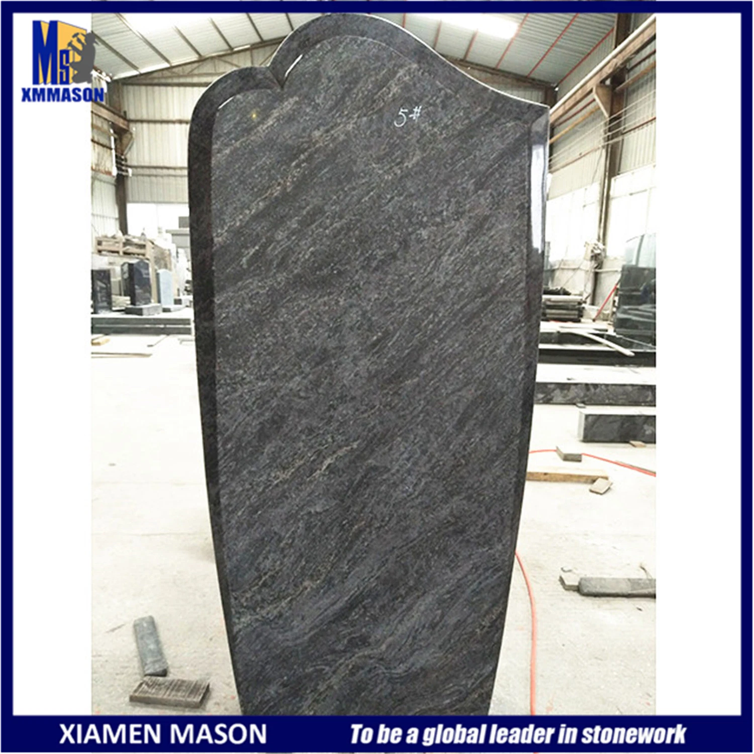 China Supplier Bahama Blue Granite Kerbsets Tombstone with Simple Design