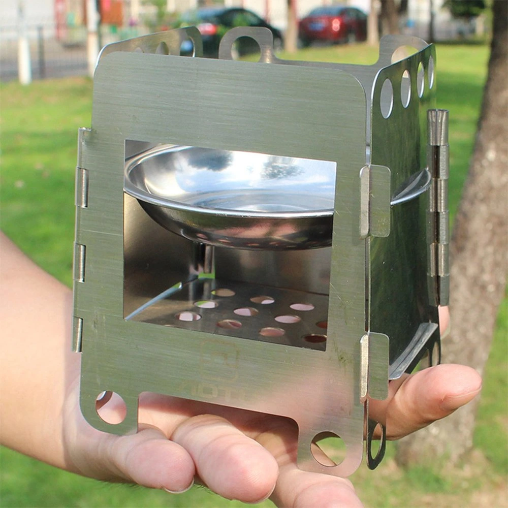 Hot Sale Portable Hiking Stainless Steel Outdoor Picnic Folding Wood Stove