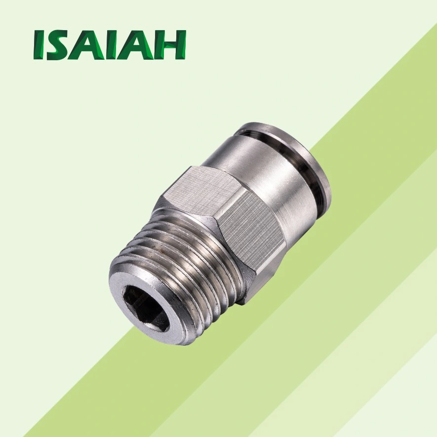 الجملة Camozzi النوع النيكل Plated Brass Material Tube Connector PV الضغط الهوائي في التركيبات النحاسية