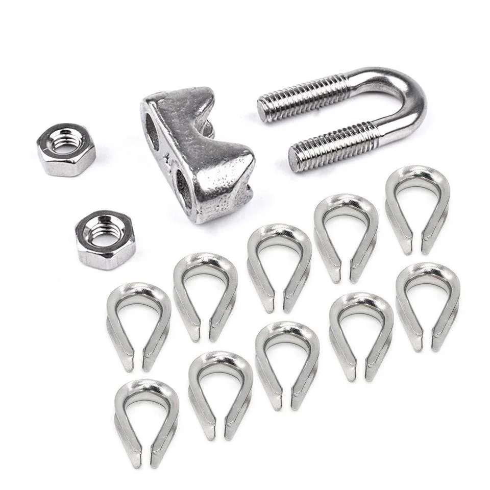 Wholesale Cast Stainless Steel Fastener U-Bolt Simplex Wire Rope Cable Clip and Bolts Wire Rope Clamp