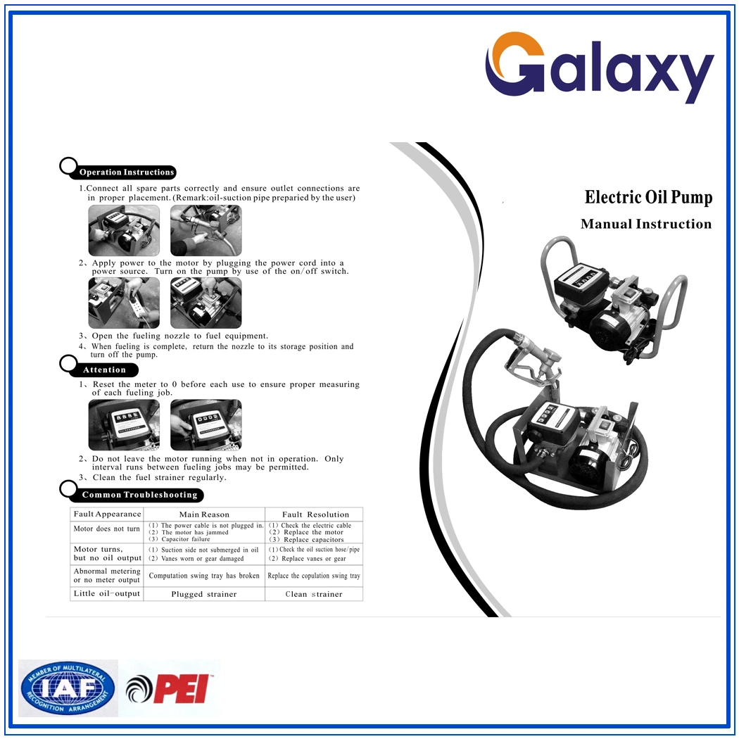 Bomba de transferencia eléctrica, Bomba de combustible, dispensador de combustible (ZYH-60)