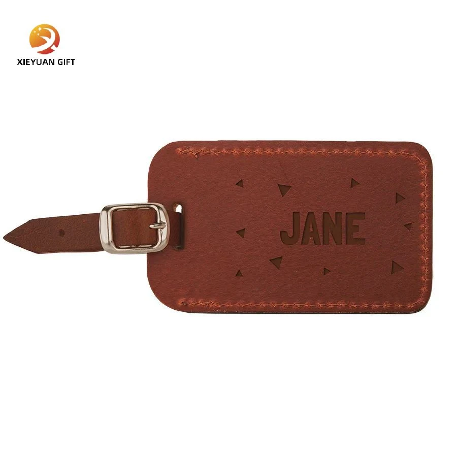 Xieyuan Factory China ODM Hot Sale Custom Genuine Leather Luggage Tag Real Luggage Tag Widely Applied in Travel and Life