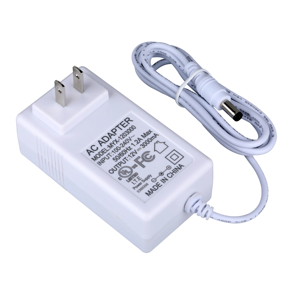 Factory Price Plastic Adapter AC100-240V Wall Plug 12V 3A 36W Power Charger for Laptop/LED Stirp