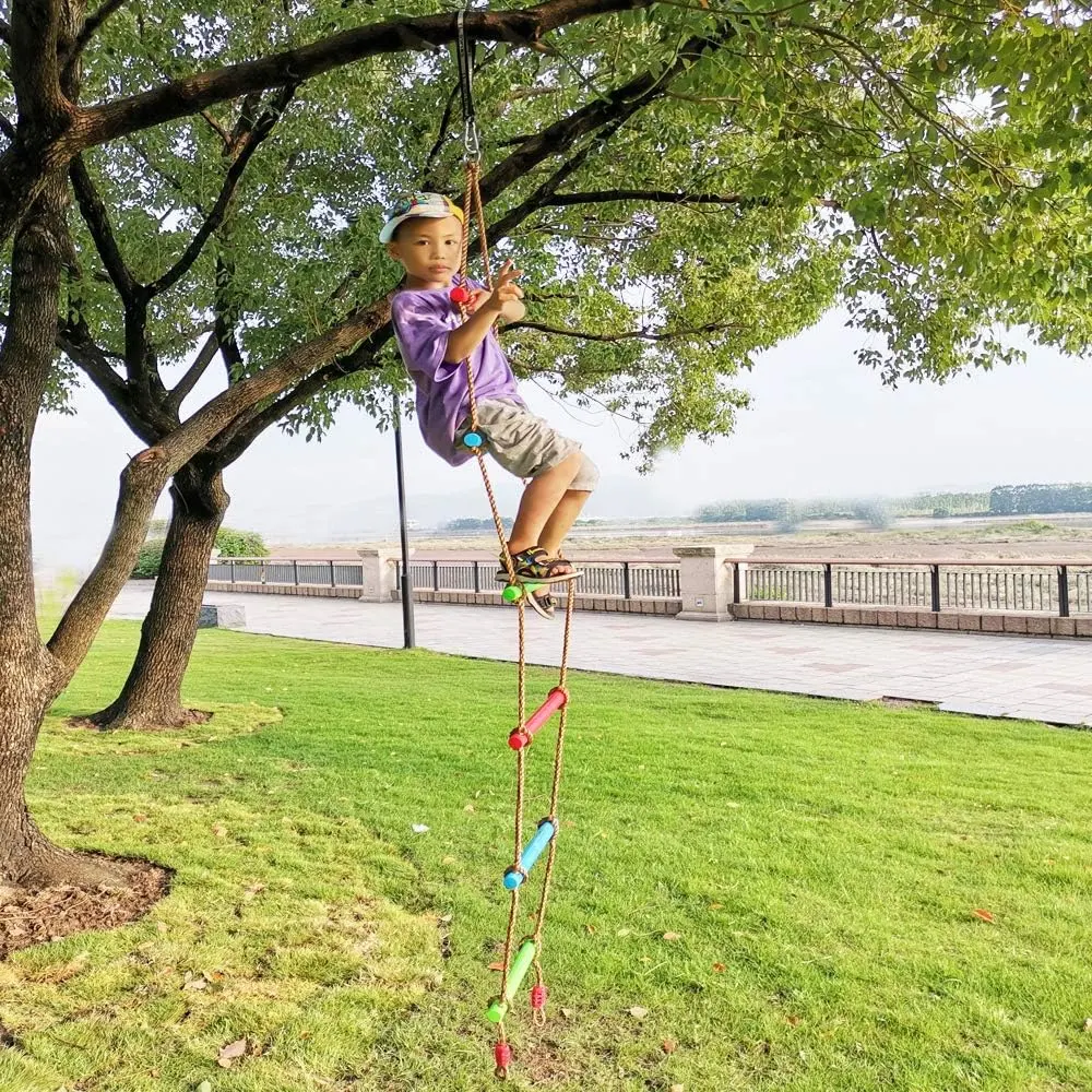 6.6 Feet Tree Training Ninja Colorful Trampoline Camp Playground Exercise Equipment Climb Rope Ladder