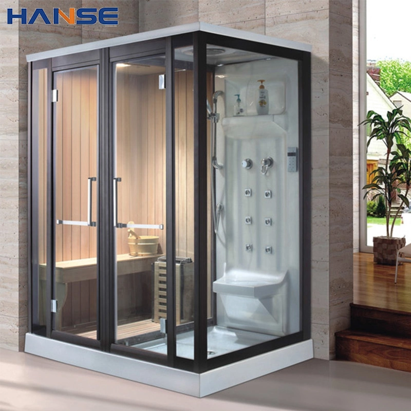 Best Price Red Cedar Wood Home Bath Computerized Bathroom Wet Steam Shower Enclosure Cabin Combined Dry Sauna Room