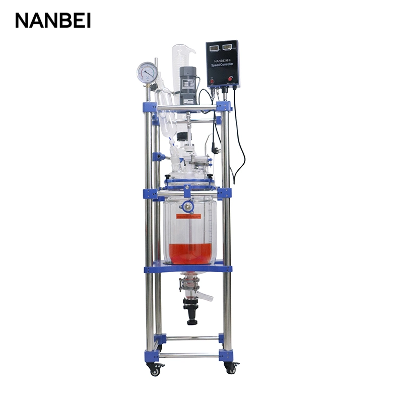 La mezcla de químicos Nanbei agitación automática de doble capa de 10L Reactor de vidrio revestido