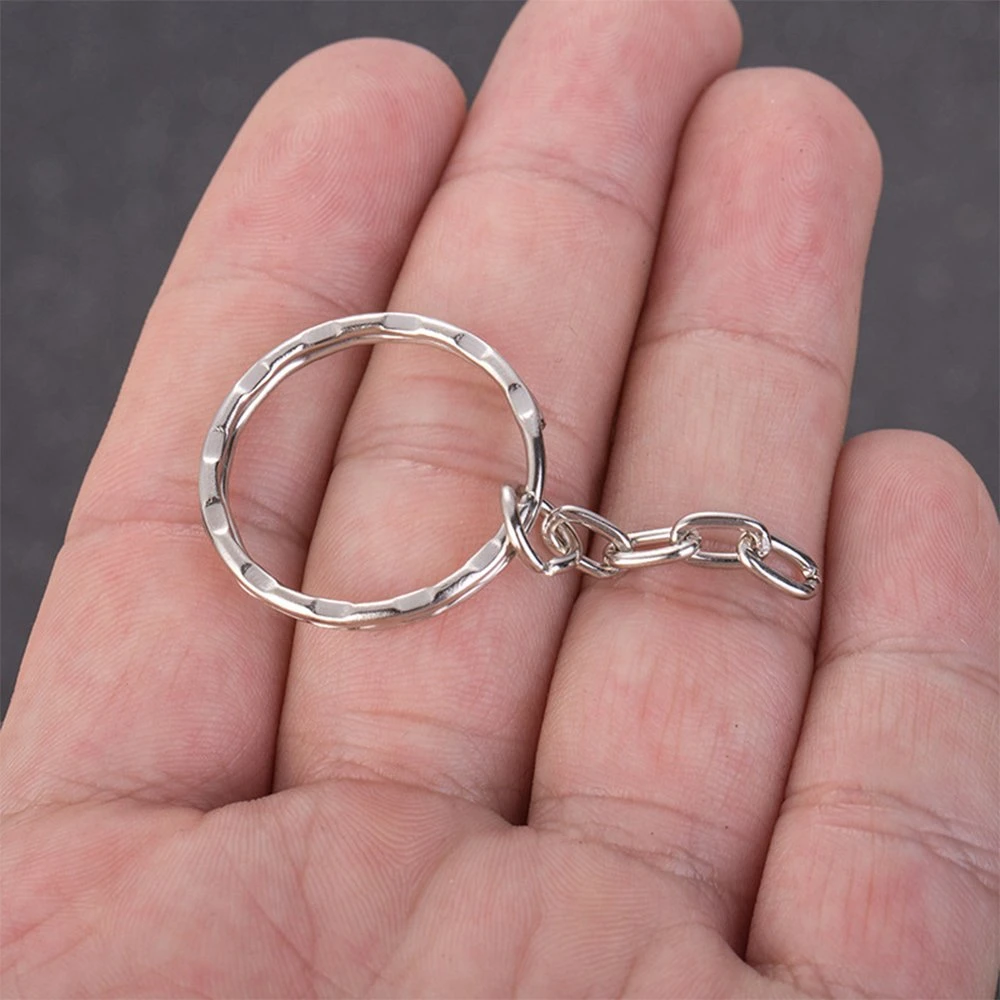 Silber 25mm Schlüsselanhänger Welligkeit Schlüsselanhänger Split Ring DIY Hummer Verschluss Schlüsselanhänger Zubehör