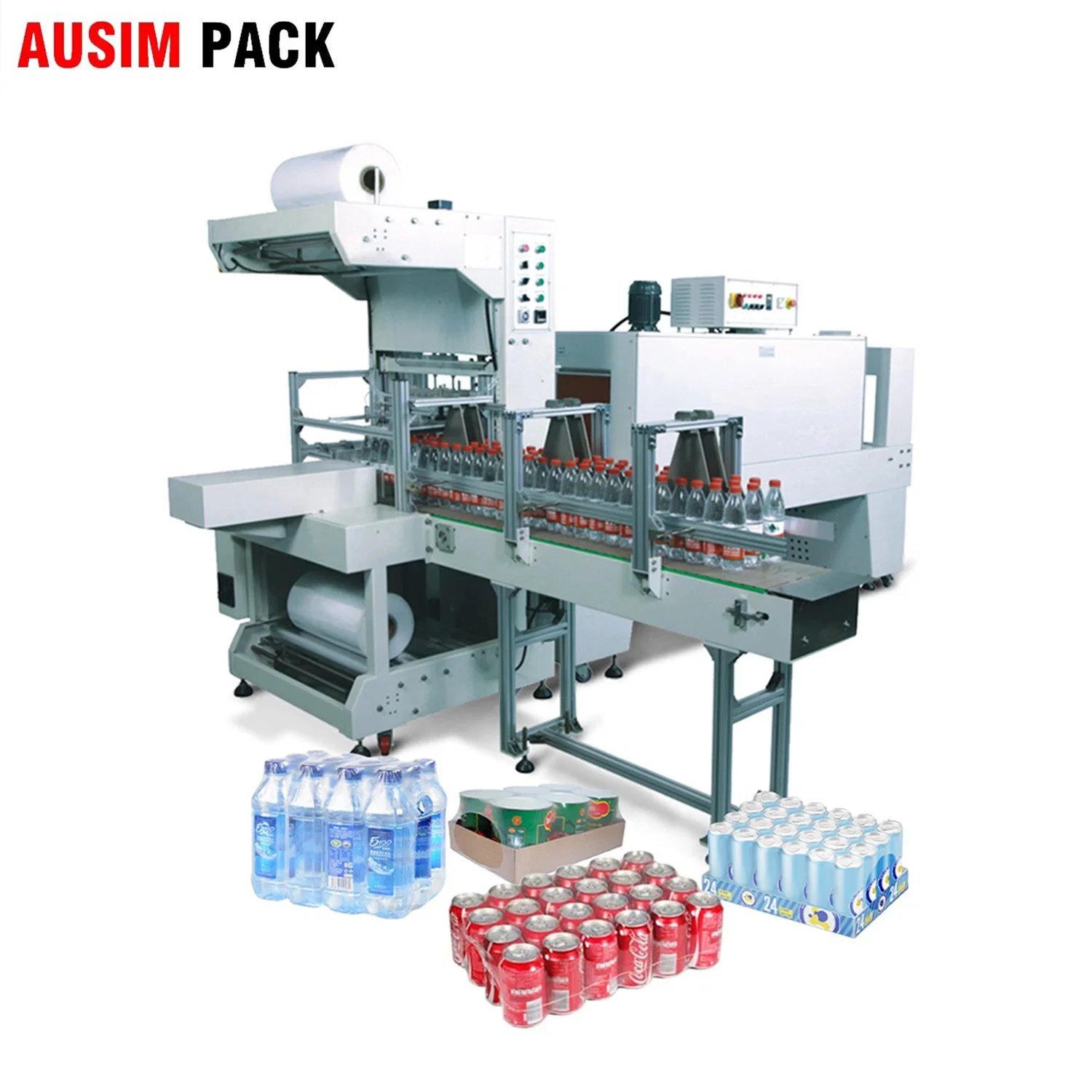 Automatic Small Liquid Beverage Plastic Mineral Water Bottle Film Group Wrapper Heat Shrink Wrapping Packing Machine