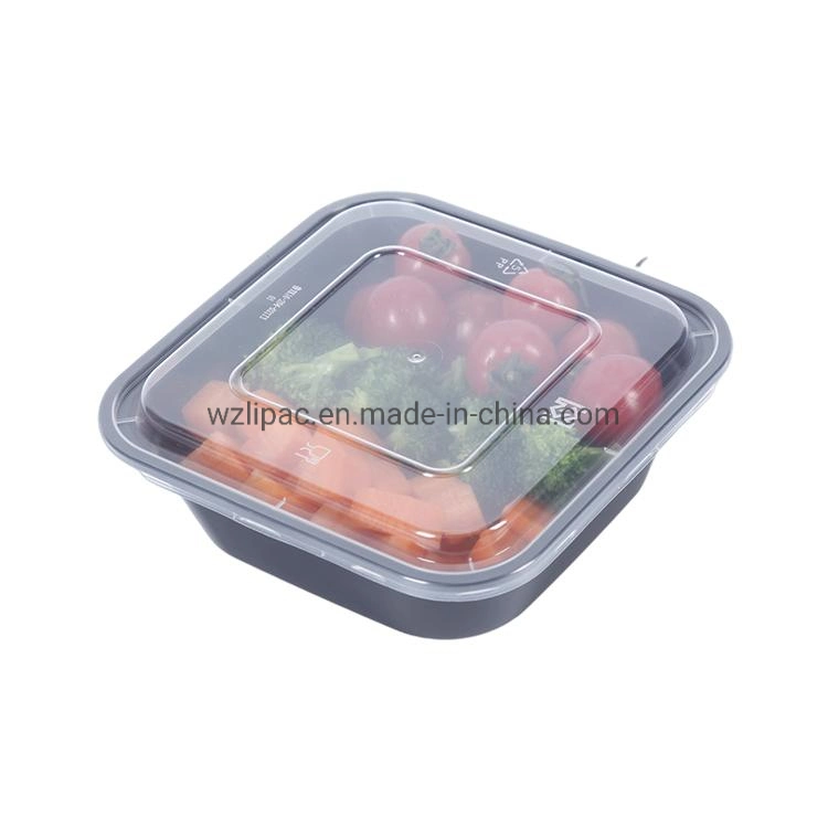 Manufacturer 1000ml Black or Clear Transparent Rectangle Plastic Lunch Boxes Disposable Plastic Takeout Food Containers