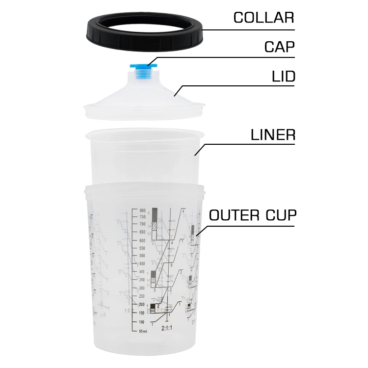 Disposable PP Plastic Measuring Paint Mixing Cup with Good Quality for Car Body Repair