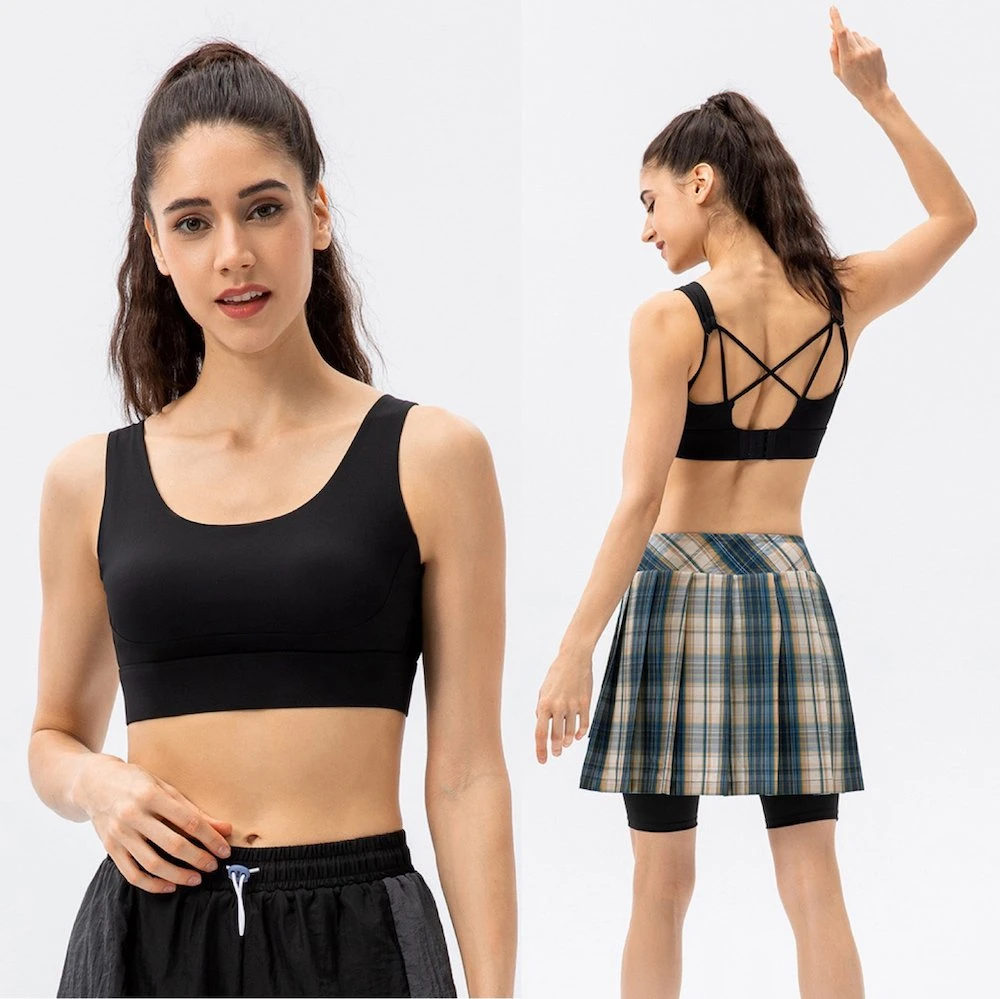 Novíssimo Criss-Cross Sexy Back sutiã de desporto de alto impacto com pastilhas de tórax moldado, além de elite de tamanho personalizado Desempenho Atlético Ajustável Lingerie roupas de ginástica superior