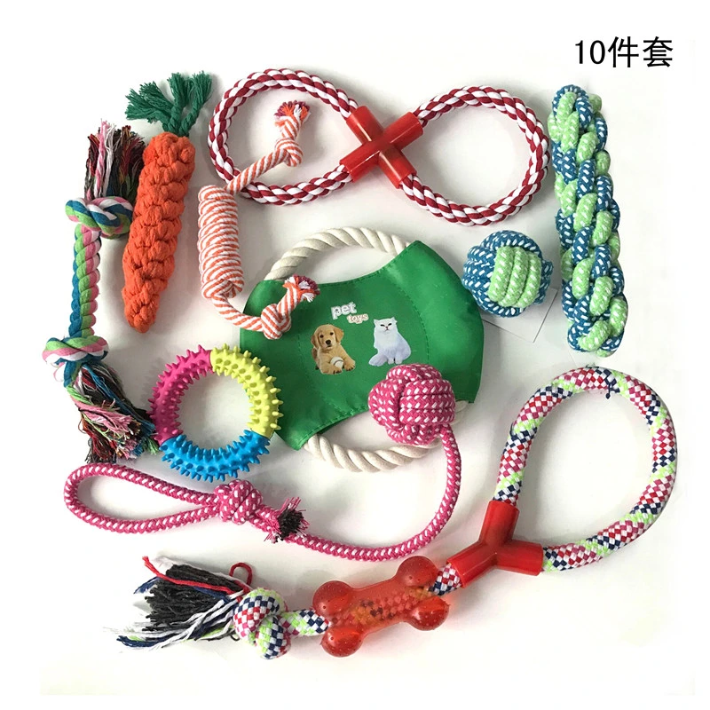 Factory Direct Cheap Durable Cotton Rope Dog Toys 10 Pack Gift Set Free Assortment Pet Chew Dog Toy