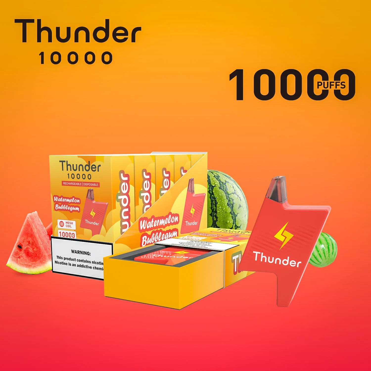 Оригинальный Mrvi Puff Thunder 10000 puffs Bar Puff 12000 Electronic Сигареты Бесплатная доставка одноразовые Вапсы в запасах Сетка 650 Аккумулятор для зарядки мАч