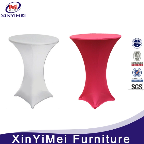 Customized White Lycra Stretch Spandex Cocktail Bar Table Covers