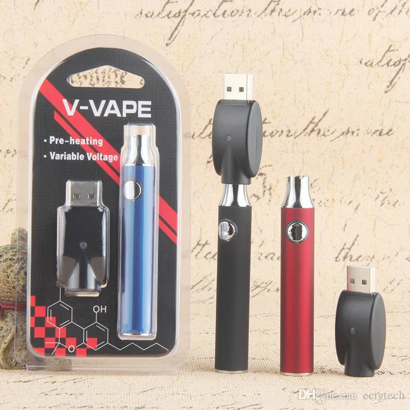 Les cookies Vape Dabwoods V poing américain Max 650mAh Batterie DAB 510 Fonction de préchauffage de Thread Tension variable de la batterie Chargeur USB Kit boîte de package de vente au détail des batteries