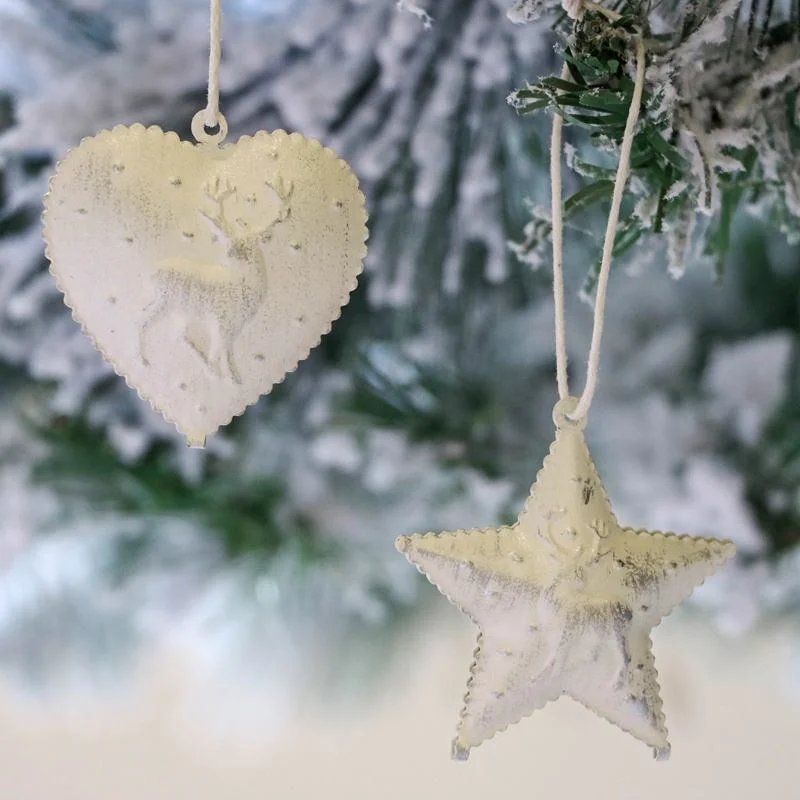 Decoración para colgar en el hogar de Navidad Metal Estrella forma de árbol de corazón Decoración