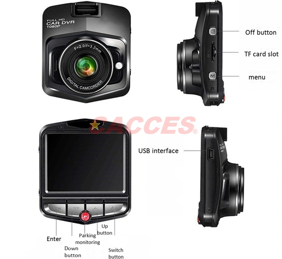 Coche DVR mejor Dash Cámara HD 1080p grabador de conducción Video Super Night Vision Loop grabación 140 grados de movimiento gran angular Detección Dashcam 2,2/2,4inch LCD